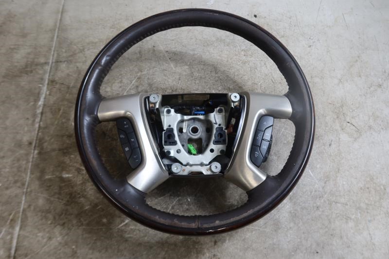 2009-2014 Cadillac Escalade OEM Cocoa Leather & Woodgrain Steering Wheel 25853096