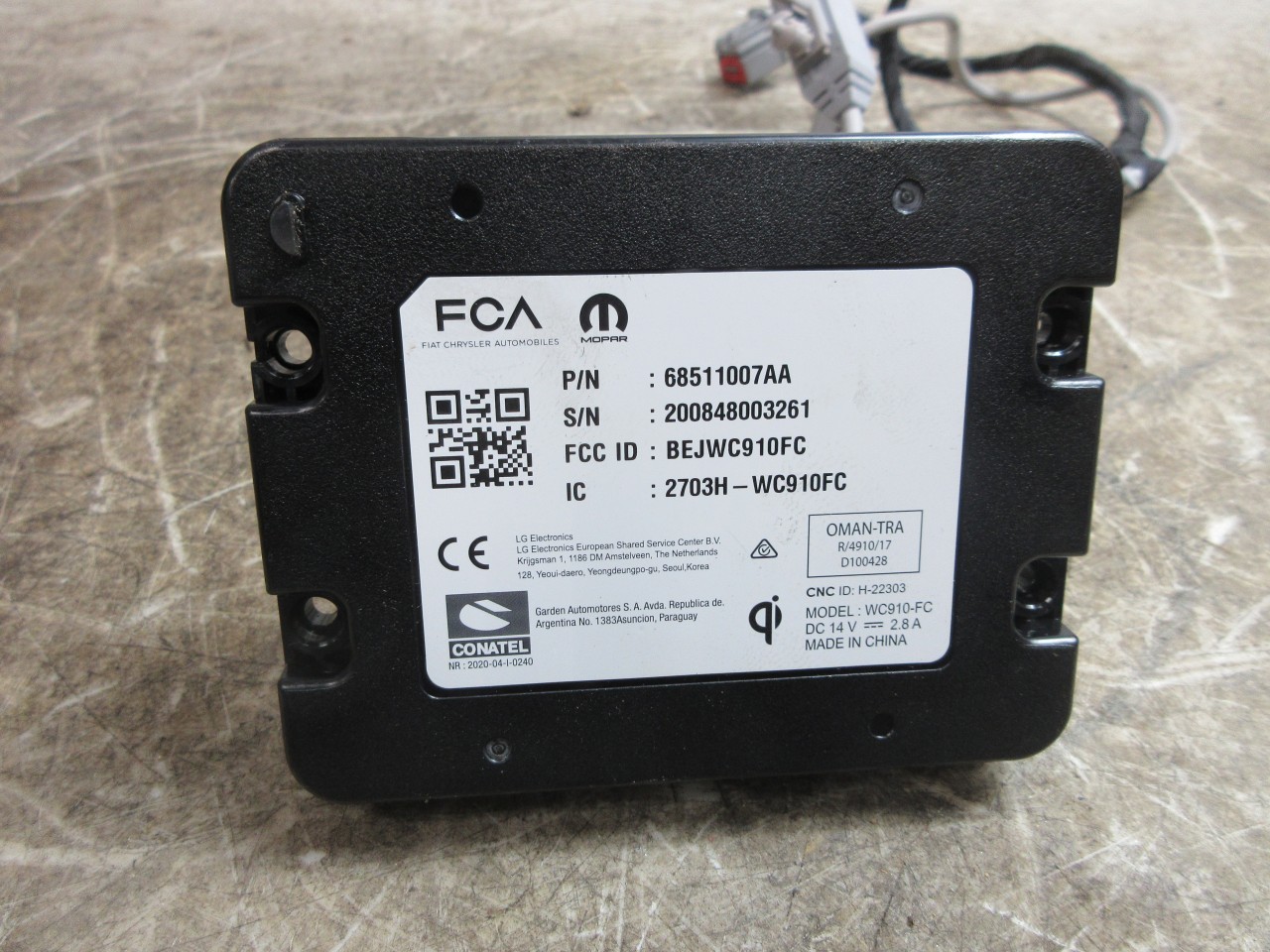 2021-2024 Dodge Durango OEM Wireless Device Charger w/ Wiring 68511007